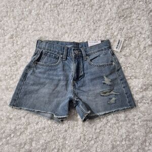 BNWT Old Navy Distressed Adjustable High-Waisted Denim Shorts 14 Medium Wash